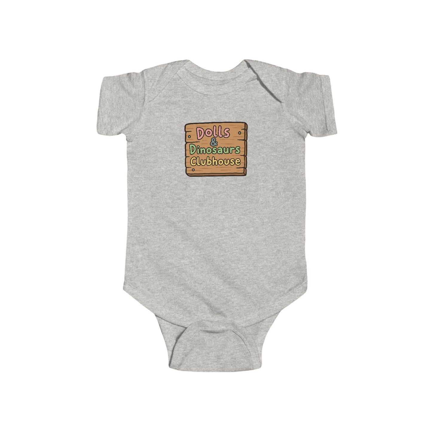 "Dolls & Dinosaurs Clubhouse" Baby Bodysuit