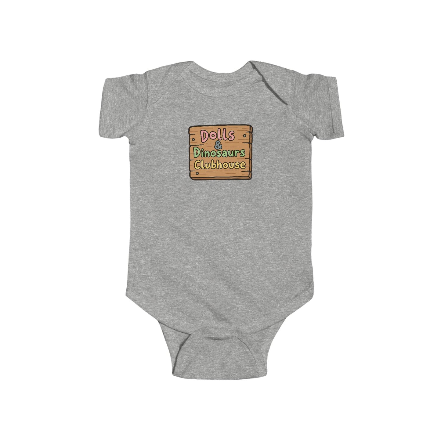 "Dolls & Dinosaurs Clubhouse" Baby Bodysuit
