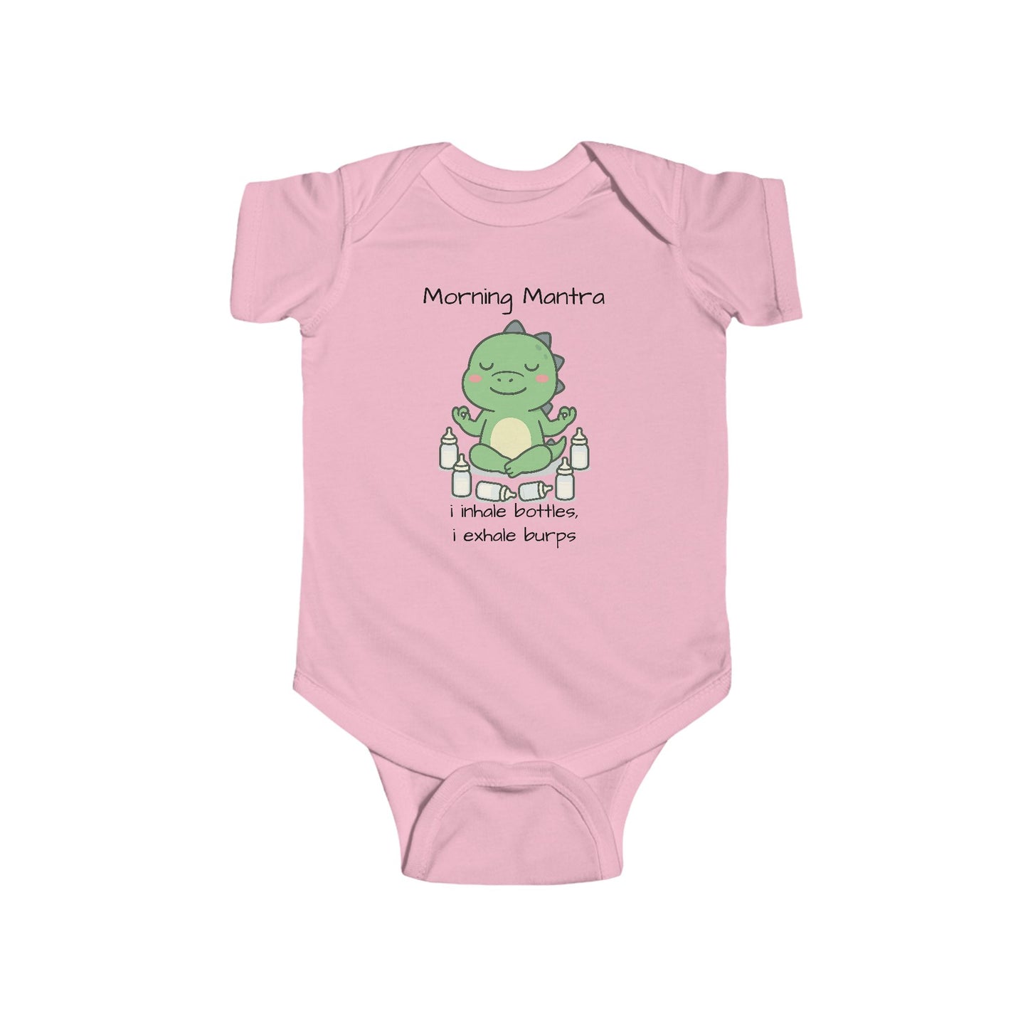 “Morning Mantra: I Inhale Bottles, I Exhale Burps” Funny Baby Bodysuit