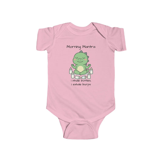 “Morning Mantra: I Inhale Bottles, I Exhale Burps” Funny Baby Bodysuit