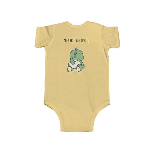 “All Dressed Up, Nowhere to Crawl To” Double-Sided Infant Bodysuit