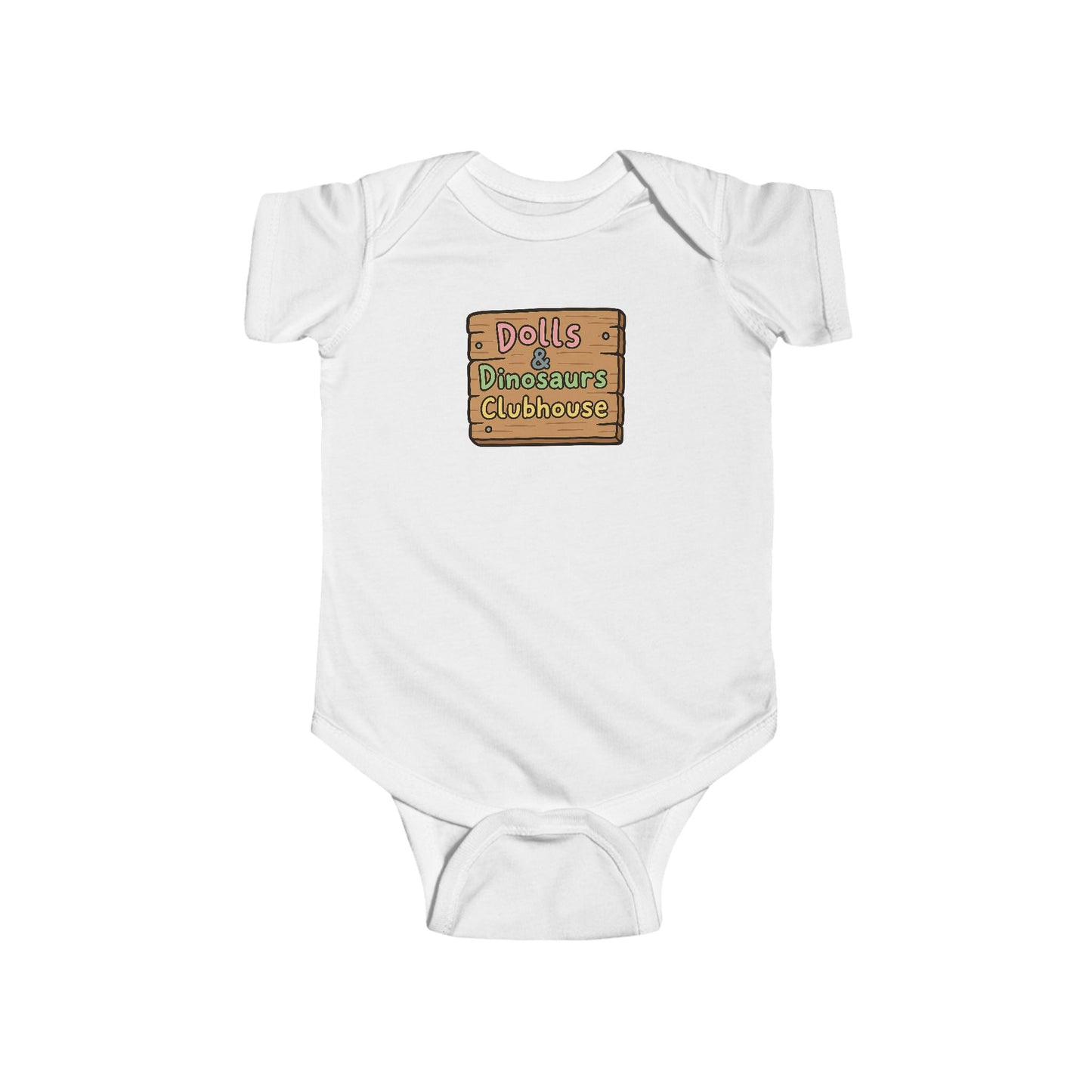 "Dolls & Dinosaurs Clubhouse" Baby Bodysuit