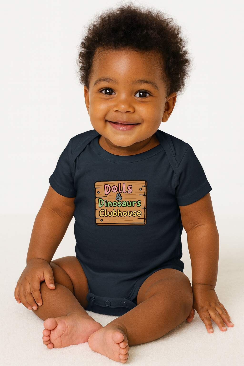 "Dolls & Dinosaurs Clubhouse" Baby Bodysuit
