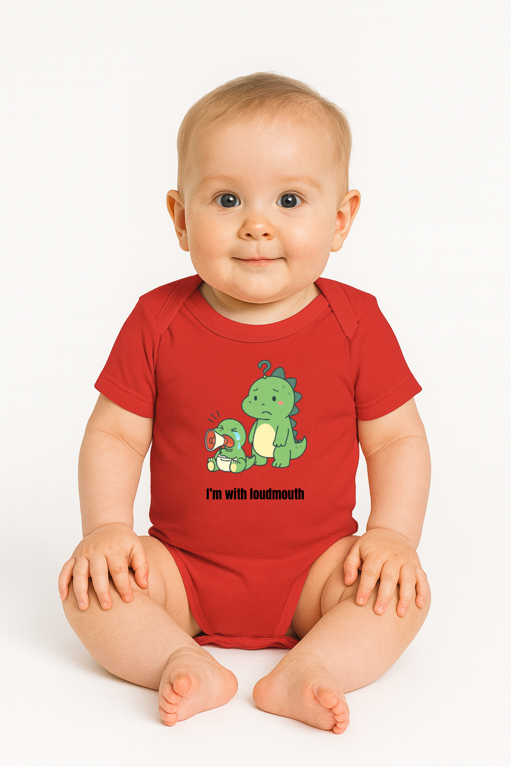 “I’m with loudmouth” Dinosaur Baby Bodysuit